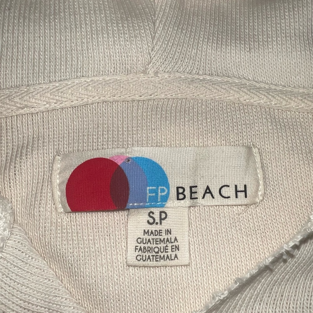 Free People Beach Cropped Cream Pullover Hoodie - Picture 3 of 4